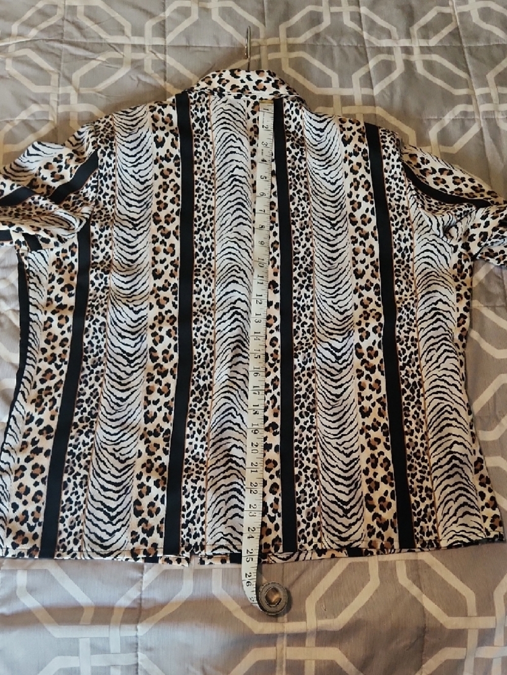 Allison Daley Animal Print Button-Up Blouse in Black, White & Tan - Picture 7 of 8